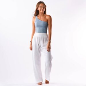 White Wide Leg Cotton Pants