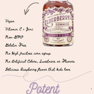 Elderberry Gummies with Zinc + Vitamin C- 60 Ct