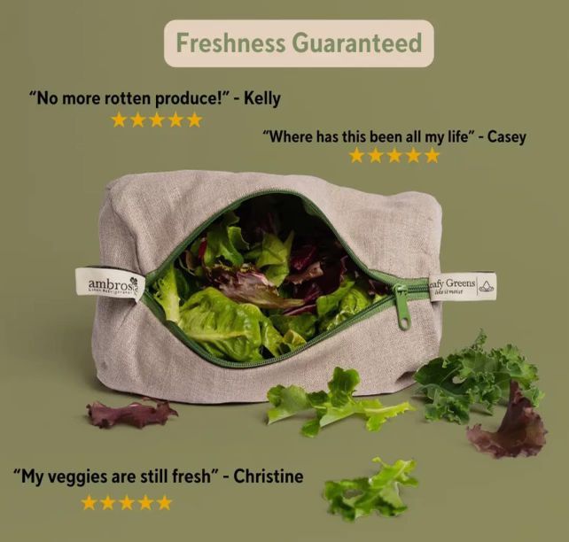 Ambrosia Linen Refrigerator Bag For Vegetables - Image 3