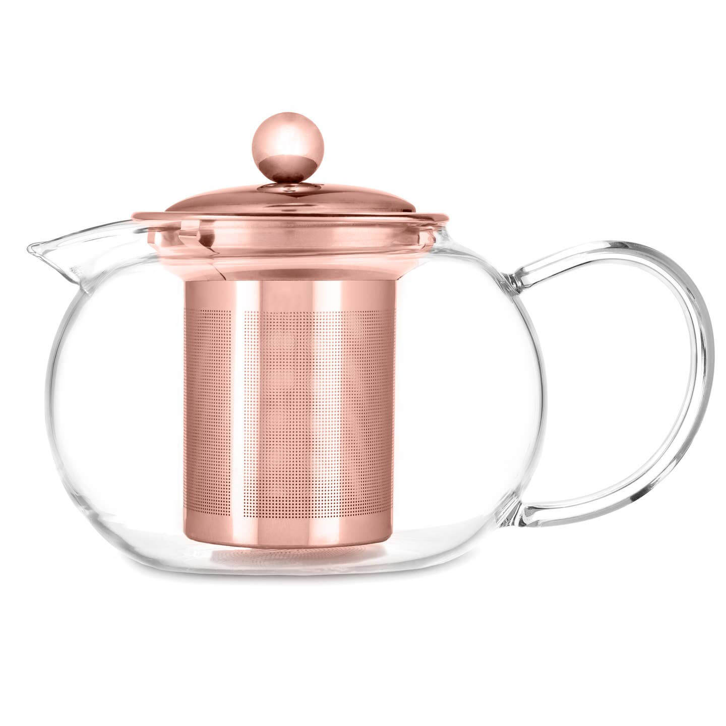 Pinky up Candace™ Glass Teapot w/ Rose Gold Infuser & Lid - 28oz