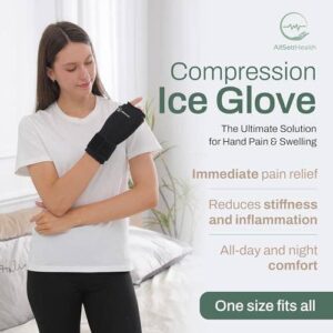Reusable Gel Hot and Cold Glove Ice Pack For Arthritis Pain, Carpal Tunnel, Tendinitis, and Wrist Therapy, Right and Left Hand Support, Adjustable Strap