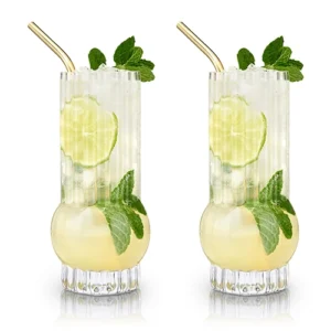 Art Deco Crystal Highball Glasses - Set of 2