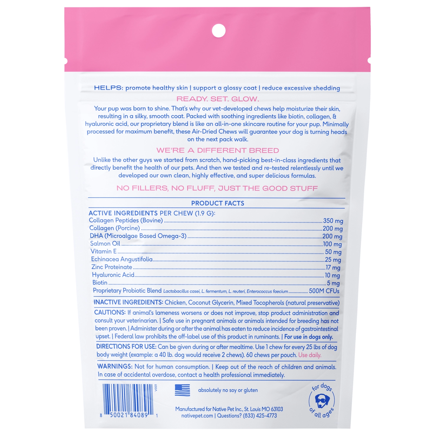 Native Pet Skin + Coat Chews, Skin & Coat Supplement For Dogs - Image 3