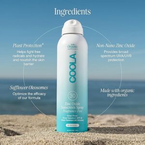 COOLA Organic Mineral Sunscreen SPF 30 Sunblock Spray Fragrance Free